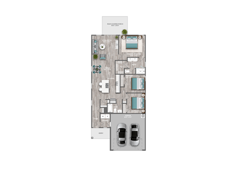 Floor plan for 3 beds, 2 baths, 1605 sqft